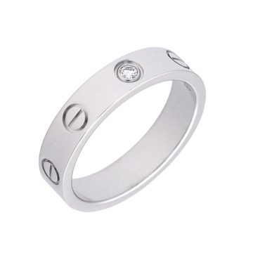 カルティエ ミニラブリング #49 1PD シルバー K18ホワイトゴールド WG レディース ジュエリー 【中古】【jewelry】