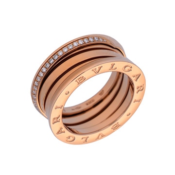 ブルガリ B-ZERO1 リング #53 デミパヴェ ピンク K18ピンクゴールド PG レディース ジュエリー 【中古】【jewelry】