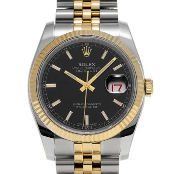 ロレックス デイトジャスト 116233 ブラック/ダイヤモンド メンズ 時計 【中古】【wristwatch】