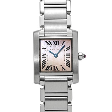 カルティエ タンクフランセーズ SM　 W51028Q3 ピンクシェル レディース 時計 【中古】【wristwatch】