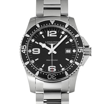 ロンジン ハイドロコンクエスト L3.740.4.56.6 ブラック メンズ 時計 【中古】【wristwatch】