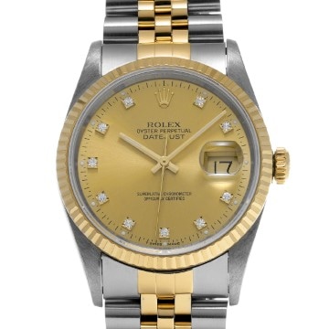 ロレックス デイトジャスト 16233G シャンパン/ダイヤモンド メンズ 時計 【中古】【wristwatch】
