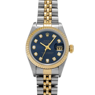 ロレックス デイトジャスト 69173G ブルー/ダイヤモンド レディース 時計 【中古】【wristwatch】