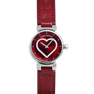 ルイ ヴィトン タンブール ポム・ダムールPM Q121Z0 レッド/ダイヤモンド レディース 時計 【中古】【wristwatch】