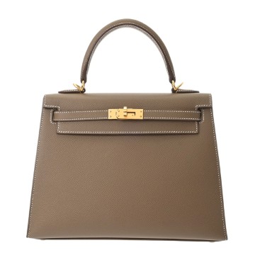 エルメス ケリー25 外縫い 2WAY エトゥープ ヴォーエプソン レディース バッグ 【未使用】【bag】