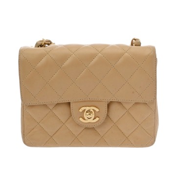シャネル マトラッセ チェーンショルダー  ベージュ ラムスキン レディース バッグ 【中古】【bag】