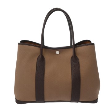エルメス ガーデンパーティ PM エトゥープ/ルージュセリエ トワルオフィシエ/ネゴンダ レディース バッグ 【中古】【bag】