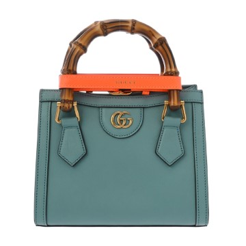 グッチ ミニトートバッグ ダイアナ 2WAY ライトブルー 655661 レザー/バンブー レディース バッグ 【中古】【bag】