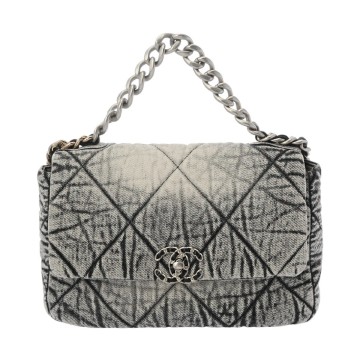 シャネル CHANEL19 ラージ ハンドバッグ グレー AS1161 デニム レディース バッグ 【未使用】【bag】