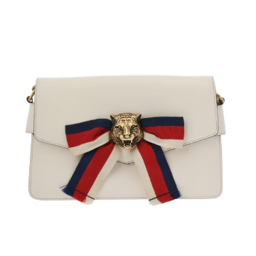 グッチ ブロードウェイ リボン セミショルダー ホワイト 453777 レザー レディース バッグ 【中古】【bag】