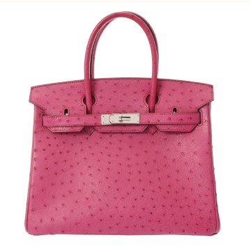 エルメス バーキン 30 ローズティリアン オーストリッチ レディース バッグ 【中古】【bag】