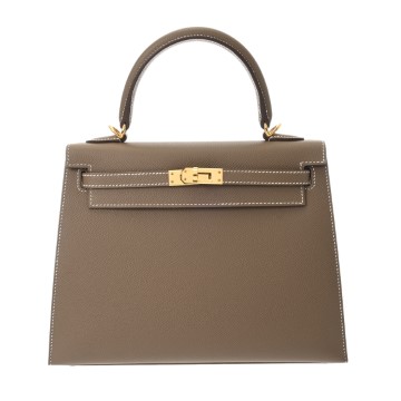 エルメス ケリー25 外縫い 2WAY エトゥープ ヴォーエプソン レディース バッグ 【中古】【bag】