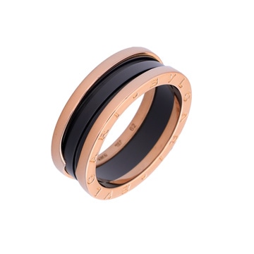 ブルガリ B-ZERO1 リング #62 ゴールド K18ピンクゴールド PG/ブラックセラミック レディース ジュエリー 【中古】【jewelry】