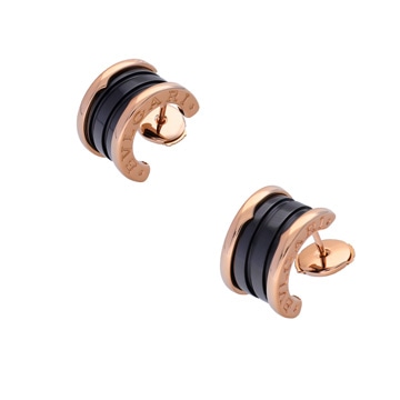 ブルガリ B.ZERO1 ピアス ゴールド K18ピンクゴールド PG/ブラックセラミック レディース ジュエリー 【中古】【jewelry】