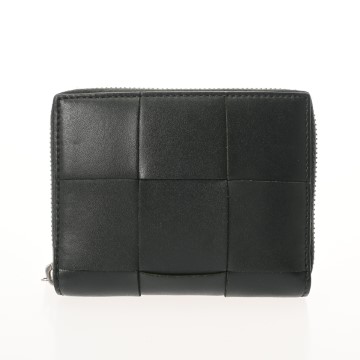 ボッテガ ヴェネタ マキシイントレチャート コンパクトウォレット ダークグリーン 708614 レザー ユニセックス 財布 【中古】【purse】