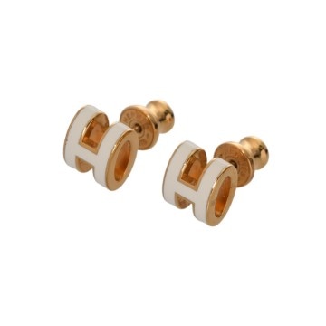 エルメス ポップアッシュ ミニ ホワイト/ゴールド金具 エナメル レディース ジュエリー 【中古】【jewelry】
