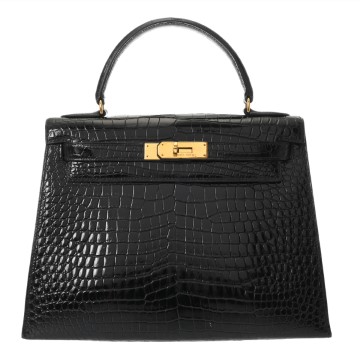 エルメス ケリー 28 外縫い ブラック ポロサスリセ レディース バッグ 【中古】【bag】