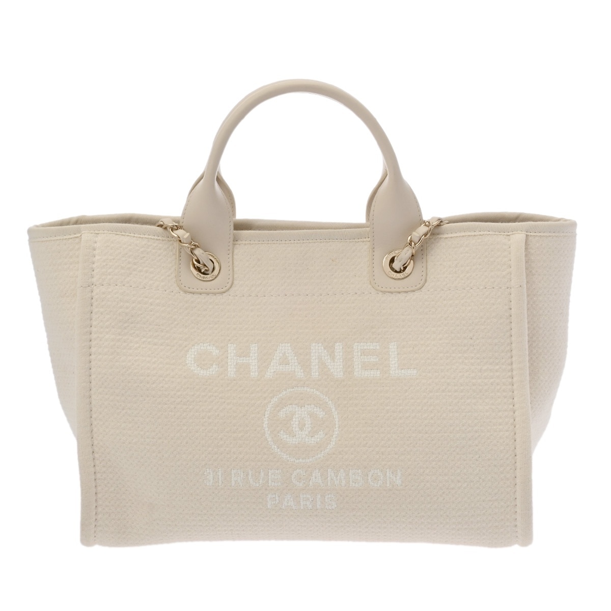 シャネル ドーヴィル ショッピングバッグ ホワイト AS3257 ミックスファイバー レディース バッグ 【中古】【bag】