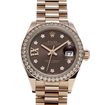 ロレックス レディ デイトジャスト 279135RBR チョコレートブラウン/スターダイヤモンド レディース 時計 【中古】【wristwatch】