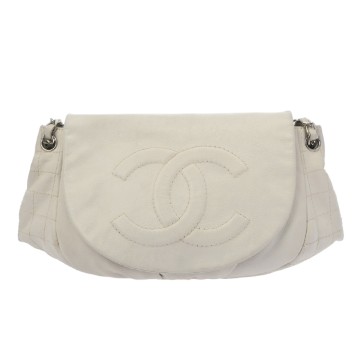 シャネル チェーンショルダー ホワイト キャビアスキン レディース バッグ 【中古】【bag】