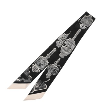 エルメス ツイリー MERVEILLEUSES LANTERNES ブラック/ホワイト 063081S シルク100％ レディース 【新品】【other】