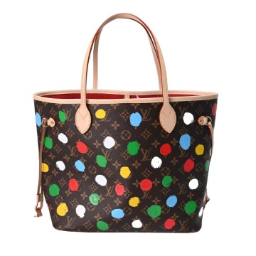 ルイ ヴィトン モノグラムペインティッドドット LV×YK ネヴァーフル MM　 ブラウン M46381 レザー レディース バッグ 【中古】【bag】