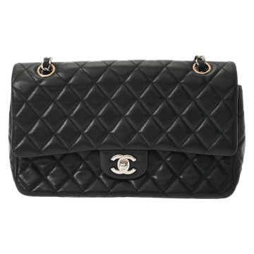 シャネル マトラッセ チェーンショルダー チャーム付き ブラック ラムスキン レディース バッグ 【中古】【bag】