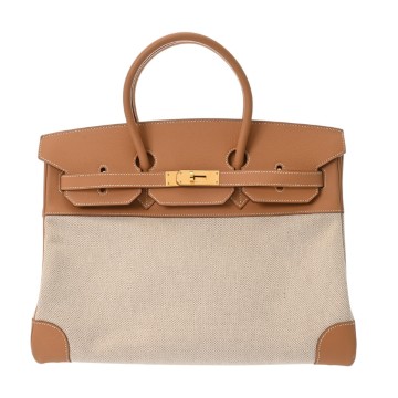 エルメス バーキン 35 エクリュ/ナチュラル トワルアッシュ/クシュベル レディース バッグ 【中古】【bag】
