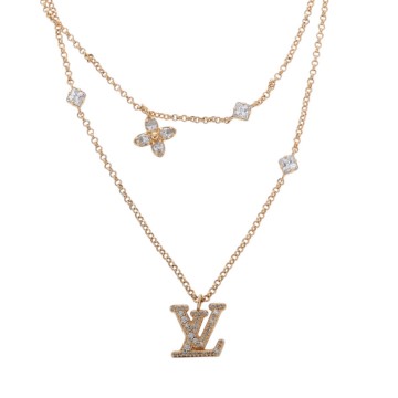 ルイ ヴィトン ネックレス レディ LV 2連デザイン ゴールド M01845 メタル/ストラス レディース ジュエリー 【中古】【jewelry】