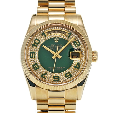 ロレックス デイデイト 118238 グリーン/ダイヤモンド メンズ 時計 【中古】【wristwatch】