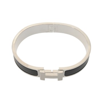 エルメス クリックHH ノワールマット/シルバー金具 エナメル ユニセックス ジュエリー 【未使用】【jewelry】