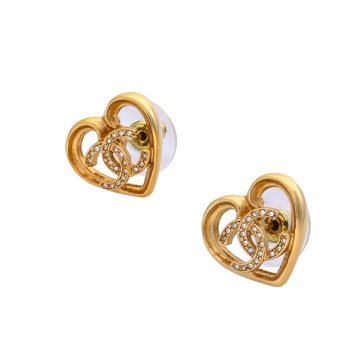 シャネル ハート ココマーク ピアス ゴールド ABA103 メタル/ラインストーン レディース ジュエリー 【中古】【jewelry】