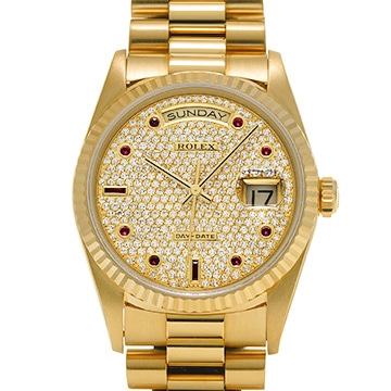 ロレックス デイデイト 36 18238 パヴェダイヤモンド メンズ 時計 【中古】【wristwatch】