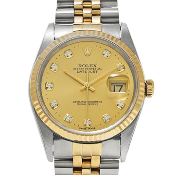 ロレックス デイトジャスト 36 16233G シャンパン/ダイヤモンド メンズ 時計 【中古】【wristwatch】