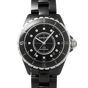 シャネル J12 38MM H1626 ブラックラッカー/ダイヤモンド メンズ 時計 【中古】【wristwatch】