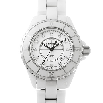 シャネル J12 33MM H1628 ホワイト/ダイヤモンド レディース 時計 【中古】【wristwatch】