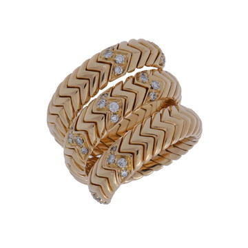 ブルガリ スピガ リング パヴェ ゴールド 320313 K18イエローゴールド YG レディース ジュエリー 【中古】【jewelry】