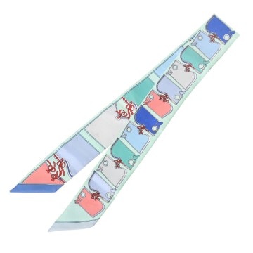 エルメス ツイリー CAMAILS ライトグリーン系/マルチカラー シルク レディース 【中古】【other】