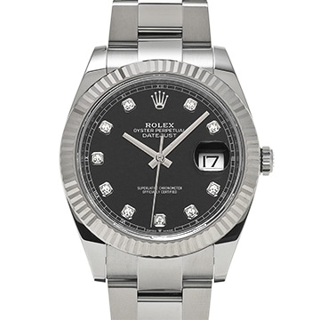ロレックス デイトジャスト 41 126334G ブライトブラック/ダイヤモンド メンズ 時計 【中古】【wristwatch】