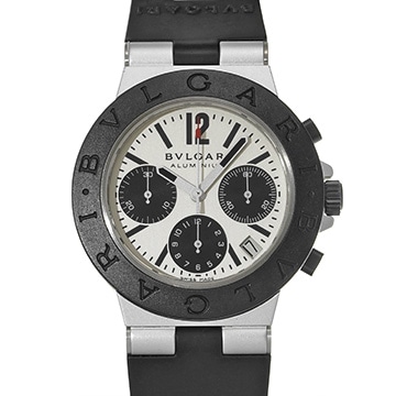 ブルガリ アルミニウム クロノグラフ AC38TA シルバー/ブラック メンズ 時計 【中古】【wristwatch】