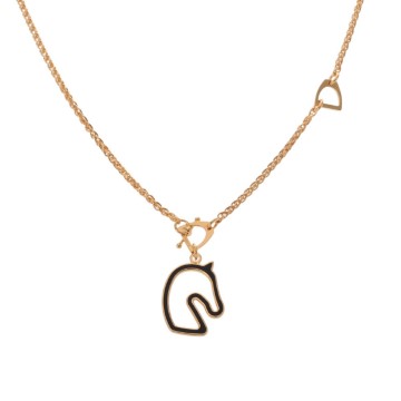 エルメス トネール PM ネックレス ブラック ゴールド金具 レディース ジュエリー 【未使用】【jewelry】