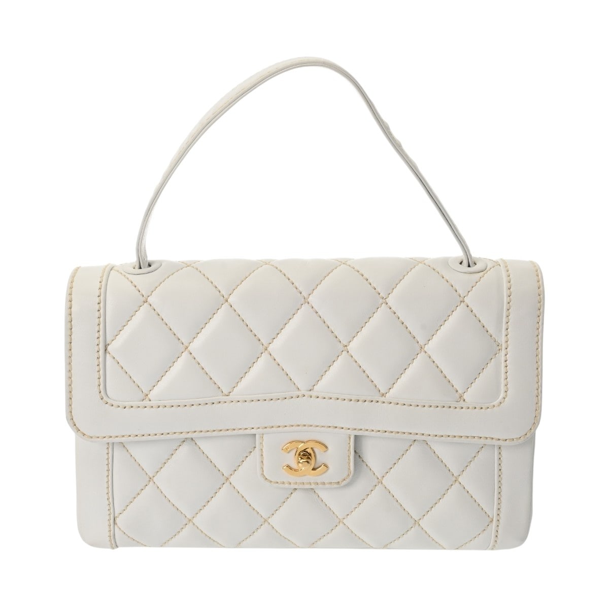 シャネル ワイルドステッチ ホワイト レザー レディース バッグ 【中古】【bag】