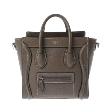 セリーヌ ラゲージ ナノ 2WAY デューン 189243DRU.03UN ドラムドカーフ レディース バッグ 【中古】【bag】