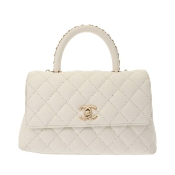 シャネル マトラッセ トップハンドル フラップ 2WAYバッグ ホワイト A92990 デニム レディース バッグ 【中古】【bag】