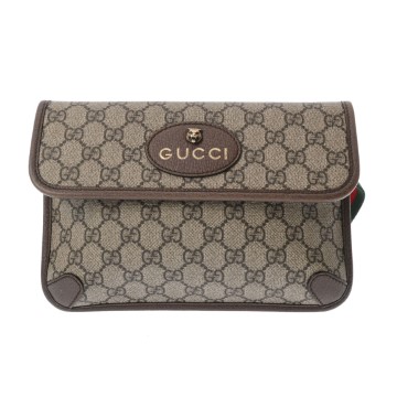 グッチ ベルトバッグ ベージュ/エボニー/ブラウン 493930 GGスプリームキャンバス/レザー レディース バッグ 【中古】【bag】