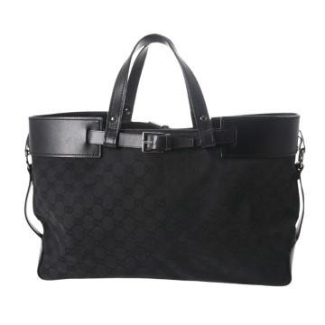 グッチ ハンドバッグ ブラック 106251 レザー/GGキャンバス レディース バッグ 【中古】【bag】