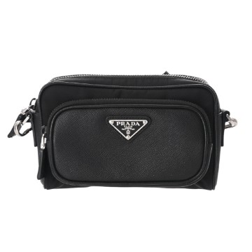 プラダ Re-Nylon ブラック 2VH172 サフィアーノレザー/Reナイロン メンズ バッグ 【中古】【bag】