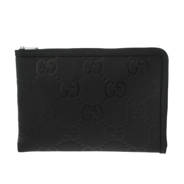 グッチ ジャンボGG クラッチバッグ ブラック 792262 レザー レディース バッグ 【中古】【bag】