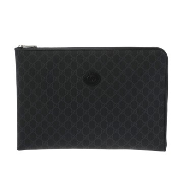 グッチ GGスプリーム クラッチバッグ ブラック 792117 PVC レディース バッグ 【中古】【bag】