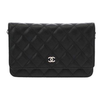 シャネル マトラッセ クラシック チェーンウォレット ブラック AP0250 キャビアスキン レディース バッグ 【中古】【bag】
